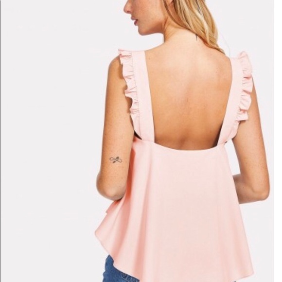 Pink Ruffle Tank Top with Pearls - Picture 5 of 6